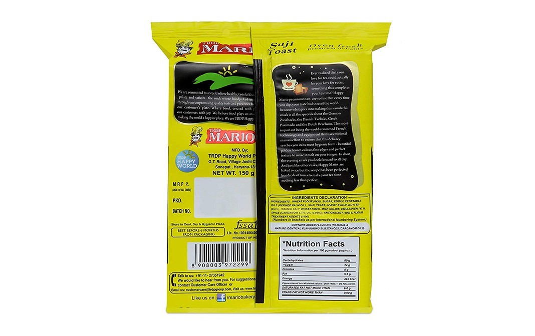 TRDP Mario Suji Toast Oven Fresh Premium delights   Pack  150 grams